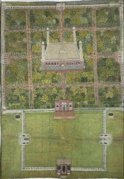 Jahangirs mausoleum i Lahore, 1770 af Mughal School
