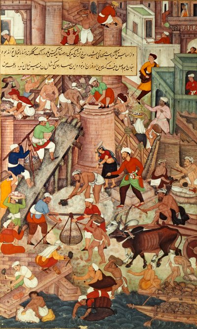 Det Røde Fort i Agra under opførelsen, fra 