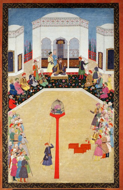 Indfangningen af Sultan Bayazid af Tyrkiet, Johnson Album I, nr.2 nummereret 9, c1680 (gouache på albumblad) af Mughal School