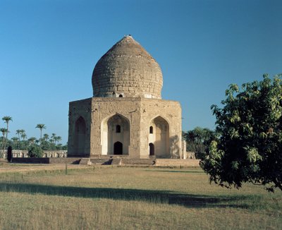 Udsigt over Asif Khans mausoleum i Shahdara Bagh af Mughal School