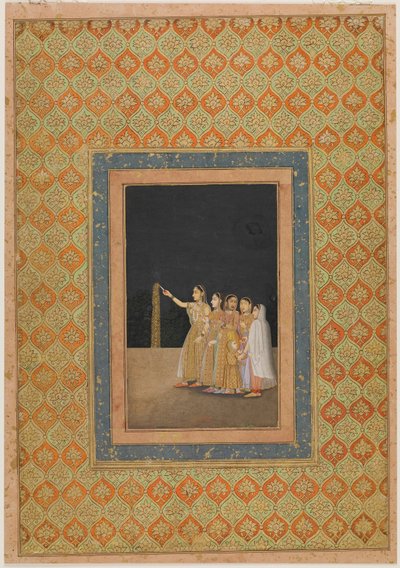 Hofdamer leger med fyrværkeri, ca. 1740. af Muhammad Afzal