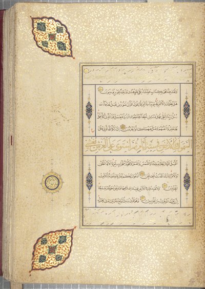 Fol 83 recto, Timurid Quran, 1441 (blæk & guld på papir) af Muhammad Mumin Abdallah Al Murwand