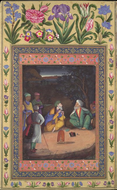A Nighttime Gathering, Folio fra Davis Album, dateret 1664-65. af Muhammad Zaman
