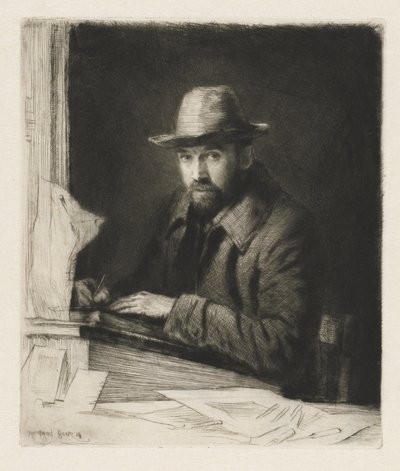 Portræt af kunstneren med hat, nr. 2 af Muirhead Bone