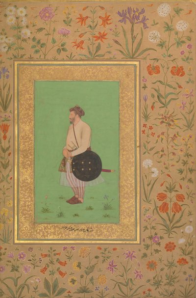 Portræt af Khan under Bahadur Nusrat Jung, Folio fra Shah Jahan Album, Verso: Ka. 1640. af Murad