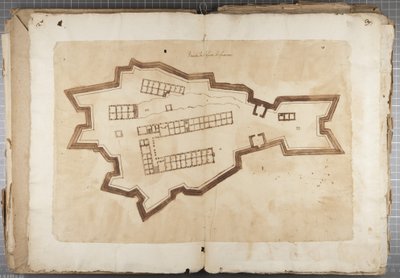 Portefølje af tegninger af Mutio Oddi fra Urbino og andre - Port of Fuentes, ca. 1635-40 (pen & blæk på papir i indbundet bind) af Muzio Oddi