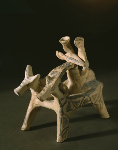 Vogn, fra Marcopoulos grav, Attika, sen heraldisk periode IIIA-IIIB, 1400-1200 f.Kr. (terracotta) af Mycenaean