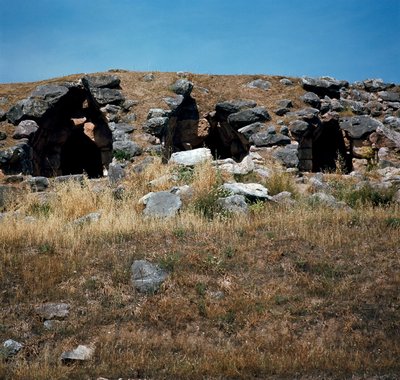 Mykensk kunst: huse bygget i fæstningsværket i byen Tirynthe, omkring 1200 f.Kr. Grækenland af Mycenaean