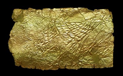 Guldplade til glasvaseformet plakette af Mycenaean