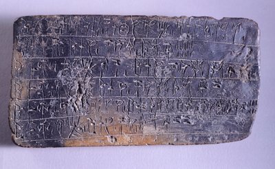 Tablet indskrevet i lineær B, terracotta fra Nestor Palaces arkiver i Pylos (Grækenland), mykensk civilisation, ca. 13. århundrede f.Kr. af Mycenaean