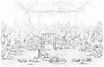 Medicinmand og tipi-interiør, 1841. af Myers and Co