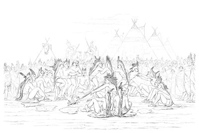 Indfødt amerikansk pibedans, 1841. af Myers and Co