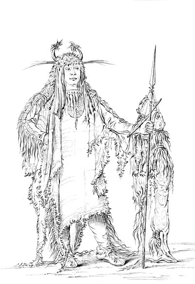 Portræt af Eagle Ribs, indiansk mand, 1841. af Myers and Co