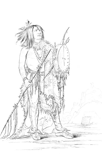 Portræt af White Buffalo, indiansk mand, 1841. af Myers and Co