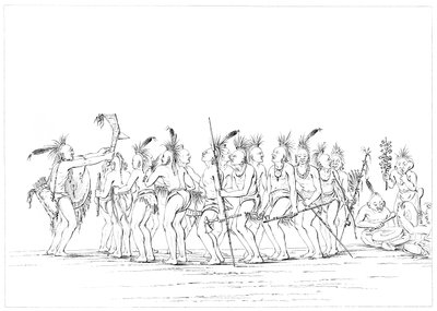 Slavedans, Sac and Fox, Rock Island, Upper Mississippi, 1841. af Myers and Co