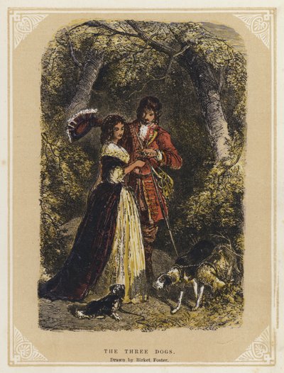 De tre hunde (farve litho) af Myles Birket (after) Foster