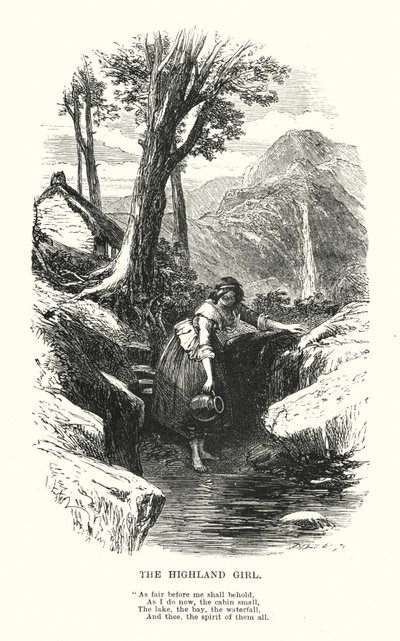 William Wordsworth: The Highland Girl (gravering) af Myles Birket (after) Foster