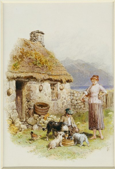 En højlandshytte af Myles Birket Foster