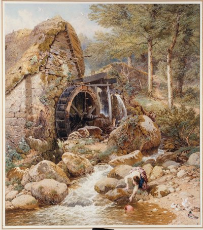 En gammel vandmølle af Myles Birket Foster