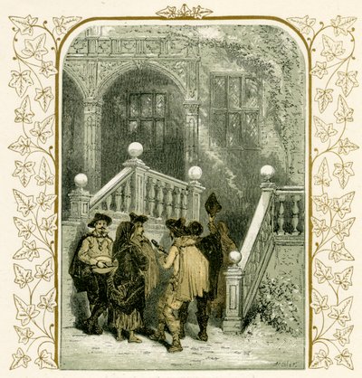 Christmas carollers - illustration by Birket Foster af Myles Birket Foster