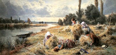 Hømagere (akvarel på papir) af Myles Birket Foster