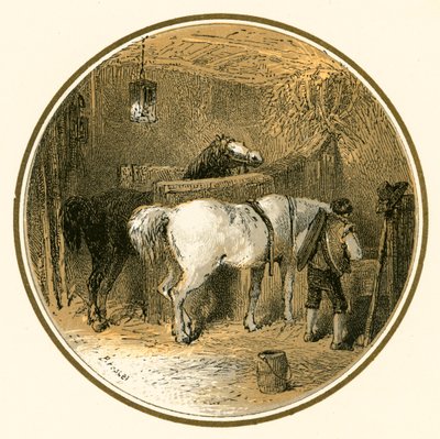 Heste i stalden af Myles Birket Foster