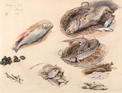 Undersøgelse af fisk, Venedig af Myles Birket Foster
