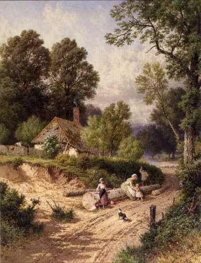 The Green Lane (akvarel på papir) af Myles Birket Foster