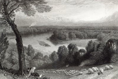 Themsen fra Richmond Hill, graveret af J. Saddler, trykt af Cassell, Petter und Galvin af Myles Birket Foster