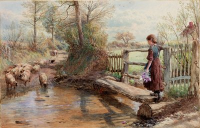 Udsigt i Surrey, omkring 1863-1890 (Akvarel og gouache) af Myles Birket Foster