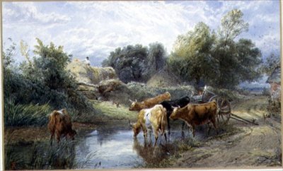Vandingstid (akvarel) af Myles Birket Foster