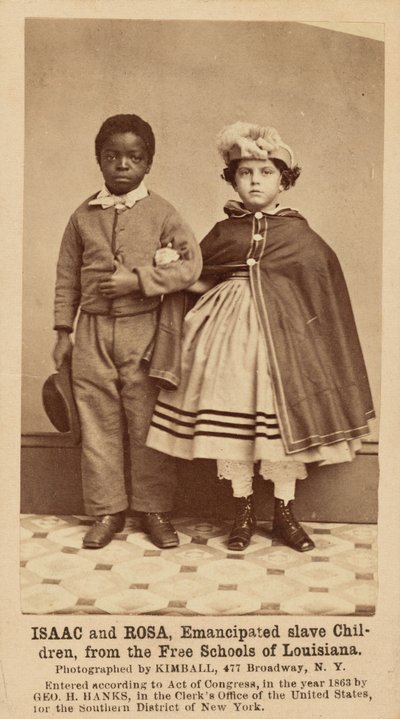 Isaac og Rosa, frigivne slavebørn, fra de frie skoler i Louisiana, 1863-1864 (foto) af Myron H. Kimball