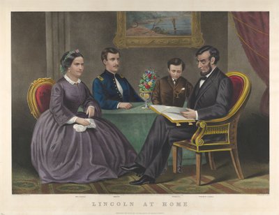 Lincoln hjemme, 1867 af Nathaniel Currier