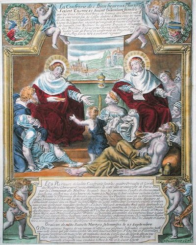 SS. Cosmas og Damian helbreder de fattige af N. Picart
