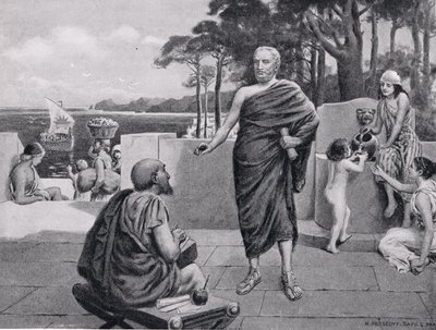 Thucydides i eksil, illustration fra Hutchinsons History of the Nations, 1915 af N. Prescott Davies