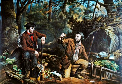 Pioneer Life in America: Mink Trapping af Currier and Ives