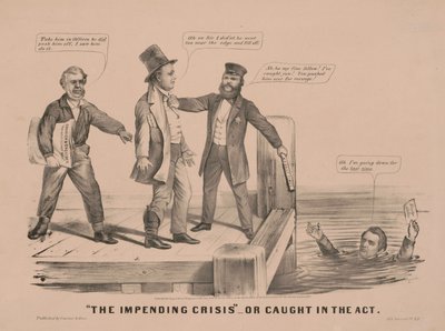 "Den forestående krise" Eller taget på fersk gerning af N. and Ives J.M. (1824-95) Currier