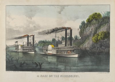Et løb på Mississippi af Currier and Ives