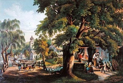 Country Life in the USA: The Village Blacksmith af Currier and Ives