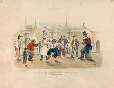 Cuffee Dancing for Eels – Catharine Market (Livet i New York) af Currier and Ives