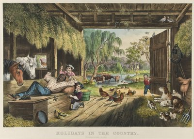 Ferie på landet, besværlige fluer af Currier and Ives