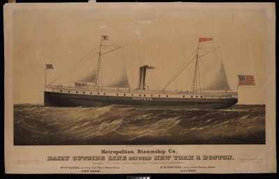 Metropolitan Steamship Co. tägliche Außenlinie zwischen New York & Boston... Neptune von N. and Ives J.M. (1824-95) Currier