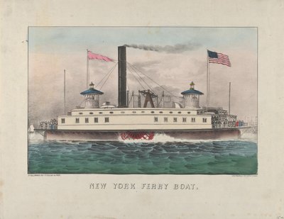 New York Ferry Boat, ca. 1860-65 (håndkoloreret litografi) af Currier and Ives