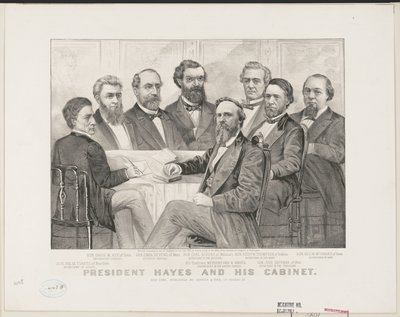 Præsident Hayes og hans kabinet, ca. 1877 (litho) af Currier and Ives