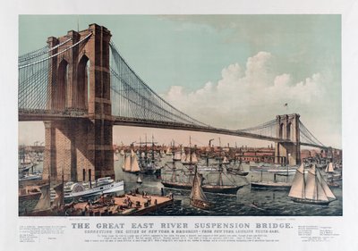 The Brooklyn Bridge af Currier & Ives, ca. 1892 (kromofarve litho) af Currier and Ives