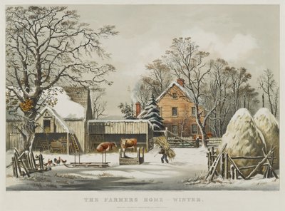 Bondens Hjem - Vinter af Currier and Ives