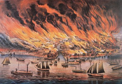 Den store brand i Chicago af Currier and Ives