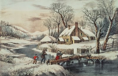 The Ingleside Winter, pub. af Currier & Ives (print) af N. Currier and Ives J.M.