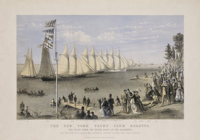 The New York yacht club regatta, ca. 1869 (farvelitografi) af Currier and Ives