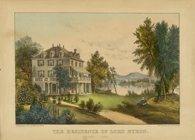 The Residence of Lord Byron (håndkoloreret litografi) af Currier and Ives